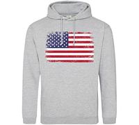 USA Flag Mens Hoodie, America World Football Gifts for Dad or Grandad, American Soccer Supporters Cup Hooded Top 2022, M, Sport Grey