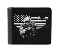 USA Flag Military Army Bifold Wallet PU Leather Pocket Wallet Slim Purse for Women Men Gifts