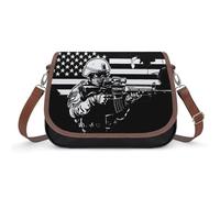 USA Flag Military Army Crossbody Bags for Women Leather Tote Bag Travel Purse Shoulder Bag for Work Shopping