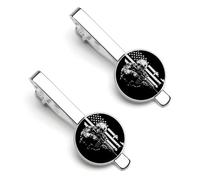 USA Flag Military Army Tie Clips for Men Necktie Tie Clip Tie Bars for Business Wedding Gifts 5.5x2.2cm