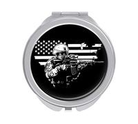 USA Flag Military Army Travel Makeup Mirror Portable Pocket Mirror Compact Mirror for Home Office