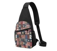 USA Flag Patchwork Printed Chest Bag Sling Bag for Men Women, Outdoor Crossbody Fanny Packs Hiking Chest Packs Sport Daypacks