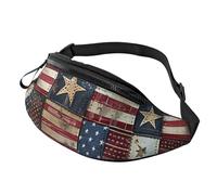 USA Flag Patchwork Printed Fanny Pack for Men Women Crossbody Waist Bag Pack Bum Bag with Adjustable Strap for Hiking Running Travel Cycling
