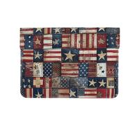 USA Flag Patchwork Printed Laptop Sleeve 13-Inch Leather Laptop Case Computer Bag Cover for Travel, Work, Business