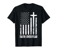 USA Flag Patriotic American Gift Faith Over Fear Prayer T-Shirt