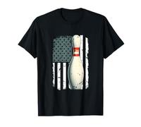 USA Flag Patriotic Bowler Bowling Pins Bowling Sport T-Shirt