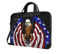 USA Flag Patriotic Eagle 15.6 inch Laptop shoulder bag, double zipper design carrying bag, with shoulder strap and pocket.