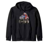 USA Flag Patriotic Eagle Bald Driving A Massive Truck Art Zip Hoodie