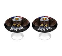 USA Flag Patriotic Eagle Cabinet Knobs 2-Pack Silver Stainless Steel Drawer Pulls with Screws Elegant Hardware for Dressers Kitchen Cabinets & Desks