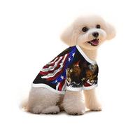 Usa Flag Patriotic Eagle Cotton Dog T Shirt For Small Dogs - Cute Cat Dog Clothes With Unique Print - Puppy Shirt For Pomeranian Bichon Frise Yorkie