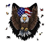 USA Flag Patriotic Eagle Jigsaw Puzzle 175PCS Wolf Head Design Puzzle Wooden Jigsaw Puzzles for Adults Families