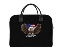 USA Flag Patriotic Eagle Laptop Tote Bag Casual Travel Handbag Multi Pocket Shoulder Bags for Work Travel