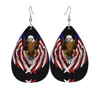 Usa Flag Patriotic Eagle Leather Earrings For Women Dangle, Piercing Teardrop Earrings Lightweight Jewelry Gifts For Women Girls