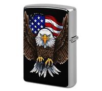 USA Flag Patriotic Eagle Lighter Case Metal Double-Sided Lighter Cover Pocket Lighters Sleeve Windproof Lighters Accessories for Men Women