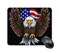 USA Flag Patriotic Eagle Mouse Pad Square Laptop Mouse Mat Cute Computer Mousepad Keyboard Pad Non-Slip Desk Pads for Gaming Office Work Home 25 * 30cm
