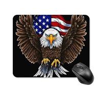 USA Flag Patriotic Eagle Mouse Pad Square Laptop Mouse Mat Cute Computer Mousepad Keyboard Pad Non-Slip Desk Pads for Gaming Office Work Home 20 * 25cm