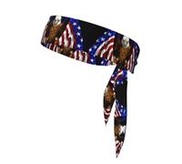 USA Flag Patriotic Eagle Pattern Tennis Headband for Women,Sweat Band for Workout, Head Tie for Running, Football, Basketball,Athletics