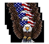 USA Flag Patriotic Eagle Placemats Set 30x45cm*4 Heat Resistant Washable Placemat Waterproof Table Placemats Non-Slip Wipeable Tables Mat Kitchen Place Mats for Dining Party Home Decor
