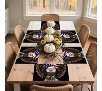 USA Flag Patriotic Eagle Placemats Set 30x45cm*6 Heat Resistant Washable Placemat Waterproof Table Placemats Non-Slip Wipeable Tables Mat Kitchen Place Mats for Dining Party Home Decor