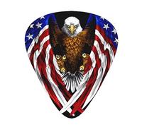 USA Flag Patriotic Eagle Print Guitar Picks 12 Pack - Thin Medium Heavy Plectrums for Acoustic Guitar Bass Electric Guitar