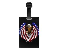 USA Flag Patriotic Eagle Print Luggage Tags for Suitcases, Personalized Travel Accessories with PVC Tags for Luggage