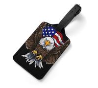 USA Flag Patriotic Eagle Suitcase Tags Personalized Luggage Tag with Privacy Cover ID Card Slot for Travel Luggage Bag, Unique Design Name Tags for Suitcases, Backpacks & Gifts