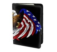 USA Flag Patriotic Eagle Travel Passport Holder Cover Wallet Leather Case Travel Essentials Luggage Accessories, USA Flag Patriotic Eagle, One Size, Contemporary