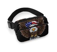 USA Flag Patriotic Eagle Waist Bag Fashion Fanny Bag with Adjustable Strap for Outdoor Workout Cycling Unisex, white, 20x13cm, Waist Bag