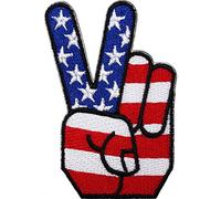 USA Flag Peace Sign Embroidered Iron/Sew On Patch United States American Badge