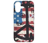 USA Flag Peace Symbols Graffiti Style Anti-War Awareness Case for iPhone 17