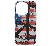 USA Flag Peace Symbols Graffiti Style Political Anti-War Case for iPhone 14 Pro