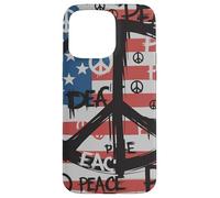 USA Flag Peace Symbols Graffiti Style Political Anti-War Case for iPhone 15 Pro Max