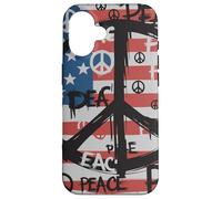 USA Flag Peace Symbols Graffiti Style Political Anti-War Case for iPhone 16