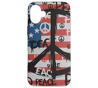 USA Flag Peace Symbols Graffiti Style Political Anti-War Case for iPhone 16 Plus