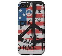 USA Flag Peace Symbols Graffiti Style Political Anti-War Case for iPhone SE (2020) / 7/8