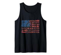 USA Flag Peace Symbols Graffiti Style Political Anti-War Tank Top