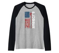 USA Flag Plumbing Professional Pipe Plumber Blue Collar Men Raglan Baseball Tee