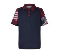 USA Flag Print Polo Shirt Men's Summer Short Sleeve Shirt Top Relaxed Fit Casual Sports Outdoor Tactical Polo T-Shirt Fashion American Flag Graphic Print Golf Polo Shirt Mens Tennis Top Navy