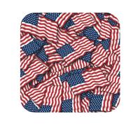Usa Flag Printed Coasters Set of 4, Tabletop Protection Leather Coasters for Cup Drinks Coffee Pads Beer Bar Mat Gifts, Square