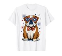 USA Flag Retro English Bulldog 4th Of July Merica Men Women T-Shirt