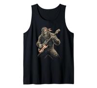 USA Flag Retro Guitarist Bigfoot Playing Electric Guitar Tank Top