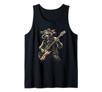 USA Flag Retro Guitarist Raccoon Playing Electric Guitar Tank Top