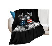 USA Flag Schnauzer Dog Throw Blanket Couch Bed Blankets 50 * 60