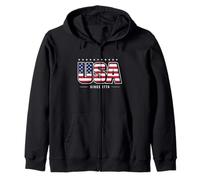 USA Flag Since 1776 Patriotic Vintage American Pride Zip Hoodie