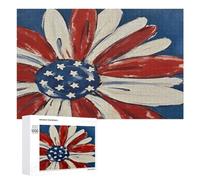 USA Flag Style Flowers 500 Piece Jigsaw Puzzle for Adults Challenging Puzzles for Cognitive Workout Unique Shaped Jigsaw Puzzle Relaxing Gift Home Wall Decor