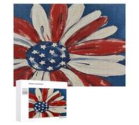 USA Flag Style Flowers 500 Piece Jigsaw Puzzle for Adults Challenging Puzzles for Cognitive Workout Unique Shaped Jigsaw Puzzle Relaxing Gift Home Wall Decor