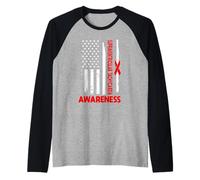 USA Flag Supraventricular Tachycardia Awareness America Raglan Baseball Tee