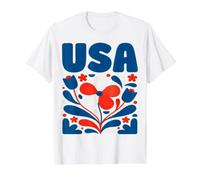 USA Floral Boho Flowers Patriotic American Flag Value Graphic T-Shirt, Men, White, L