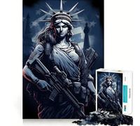 USA Freedom Rifle Gun Jigsaw Puzzle 1000 Piece Creative Skill Toy Clean Cut Sturdy Components Travel-friendly Brain Game Gift (38x26cm)
