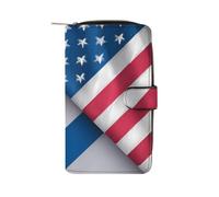 USA Friendship Nations Flag Womens Leather Clutch Wallet Long Purse
